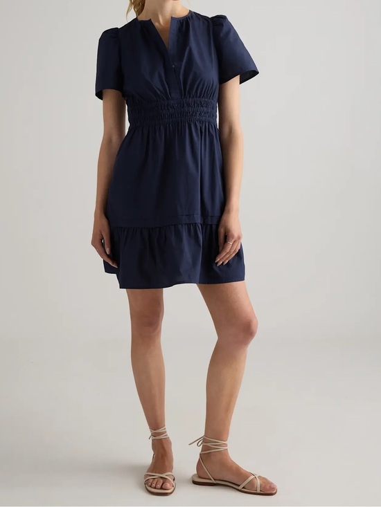 Quince Dresses & Skirts - NWT Quince 100% Organic Cotton Poplin Tiered Mini Dress-Navy